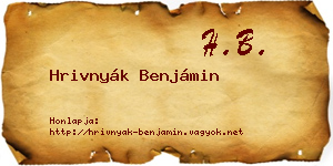 Hrivnyák Benjámin névjegykártya